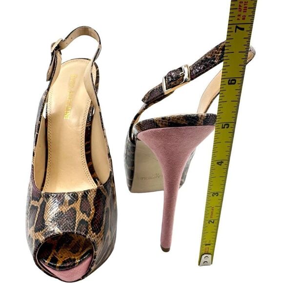 Enzo Angiolini Leopard Print Open Toe Sandal with Pink Heel Nine West BNWOT - Picture 7 of 8